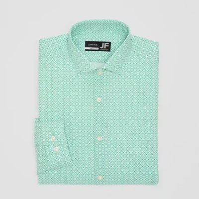 J. Ferrar 360 Stretch Performance Mens Regular Fit Wrinkle Free Long Sleeve Dress Shirt In Green
