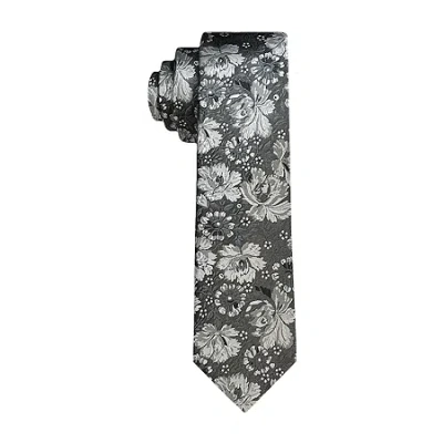 J. Ferrar Extra Long Floral Tie In Black