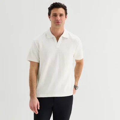 J. Ferrar Johnny Collar Mens Pullover Sweater In White