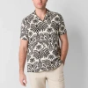 J. Ferrar Linen Blend Mens Short Sleeve Camp Shirt In Multi