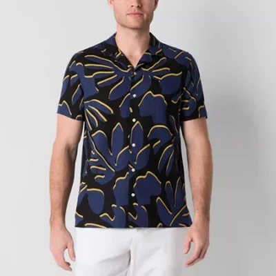 J. Ferrar Linen Blend Mens Short Sleeve Camp Shirt In Multi