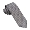 J. Ferrar Lustrous Slim Geometric Tie In Gray