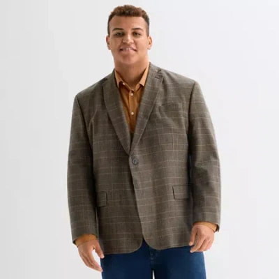 J. Ferrar Mens Big Plaid Sport Coat In Brown