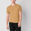 J. Ferrar Mens Crew Neck Short Sleeve Pullover Sweater In Brown