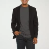 J. Ferrar Mens Knit Stretch Fabric Slim Fit Sport Coat In Black