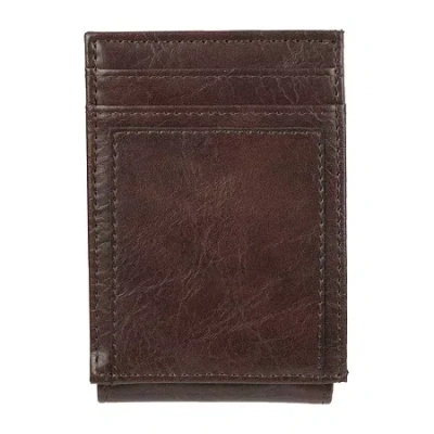 J. Ferrar Mens Magnetic Rfid Blocking Front Pocket Wallet In Brown