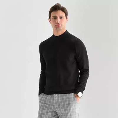 J. Ferrar Mens Mock Neck Long Sleeve Pullover Sweater In Black
