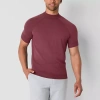 J. Ferrar Mens Mock Neck Short Sleeve Pullover Sweater In Red