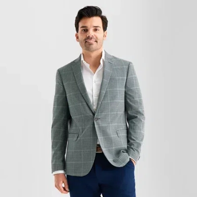 J. Ferrar Mens Plaid Slim Fit Sport Coat In Gray