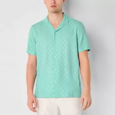 J. Ferrar Mens Short Sleeve Camp Shirt In Blue