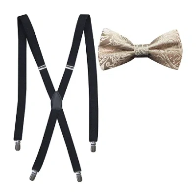 J. Ferrar Paisley Bow Tie Set In Black