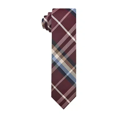 J. Ferrar Plaid Tie In Burgundy