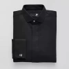 J. Ferrar Point Collar Long Sleeve Tuxedo Shirt In Black