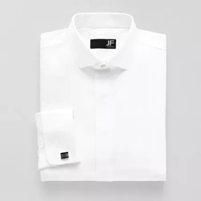 J. Ferrar Point Collar Long Sleeve Tuxedo Shirt In White