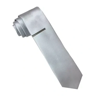 J. Ferrar Satin Solid Tie Set In Silver