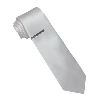 J. Ferrar Satin Solid Tie Set In White