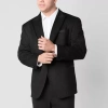 J. Ferrar Satin Trim Evening Edition Mens Big And Tall Slim Fit Sport Coat In Black
