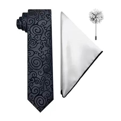 J. Ferrar Scroll Tie Set In Black