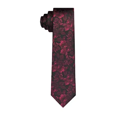 J. Ferrar Slim Floral Tie In Black