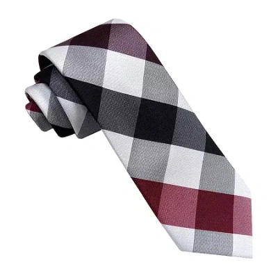 J. Ferrar Slim Plaid Tie In Red
