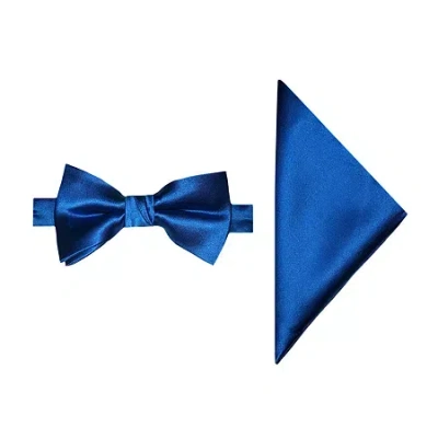 J. Ferrar Solid Bow Tie Set In Blue