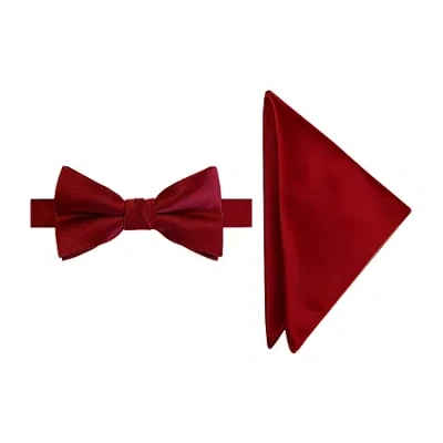J. Ferrar Solid Bow Tie Set In Red