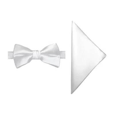 J. Ferrar Solid Bow Tie Set In White