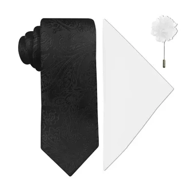 J. Ferrar Tonal Paisley Tie Set In Black