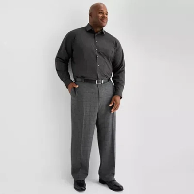 J. Ferrar Ultra Comfort Mens Big Plaid Stretch Fabric Regular Fit Flat Front Suit Pant In Gray