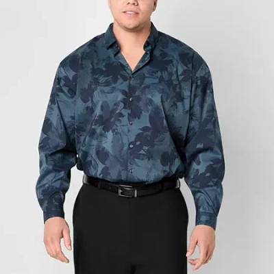 J. Ferrar Ultra Comfort Mens Long Sleeve Regular Fit Big And Tall Button-down Shirt In Blue