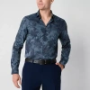 J. Ferrar Ultra Comfort Mens Long Sleeve Slim Fit Stretch Fabric Wrinkle Free Button-down Shirt In Blue