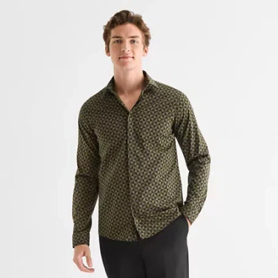 J. Ferrar Ultra Comfort Mens Long Sleeve Slim Fit Stretch Fabric Wrinkle Free Button-down Shirt In Animal Print