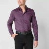 J. Ferrar Ultra Comfort Mens Long Sleeve Slim Fit Stretch Fabric Wrinkle Free Button-down Shirt In Purple