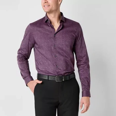 J. Ferrar Ultra Comfort Mens Long Sleeve Slim Fit Stretch Fabric Wrinkle Free Button-down Shirt In Purple