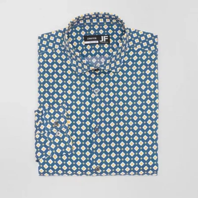 J. Ferrar Ultra Comfort Mens Regular Fit Stretch Fabric Wrinkle Free Long Sleeve Dress Shirt In Blue