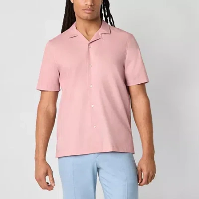 J. Ferrar Ultra Comfort Mens Short Sleeve Camp Shirt In Pink