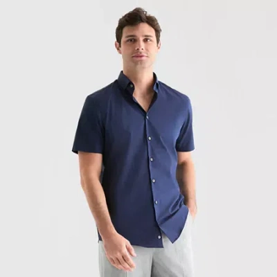 J. Ferrar Ultra Comfort Mens Short Sleeve Slim Fit Wrinkle Free Button-down Shirt In Multi