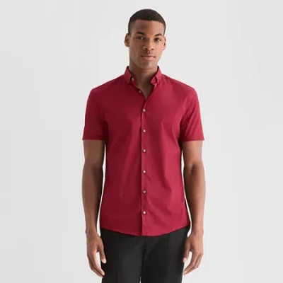 J. Ferrar Ultra Comfort Mens Short Sleeve Slim Fit Wrinkle Free Button-down Shirt In Multi