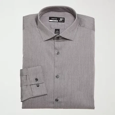 J. Ferrar Ultra Comfort Mens Slim Fit Easy Care Stretch Fabric Long Sleeve Dress Shirt In Gray