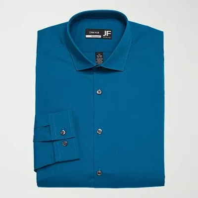 J. Ferrar Ultra Comfort Mens Slim Fit Easy Care Stretch Fabric Long Sleeve Dress Shirt In Blue