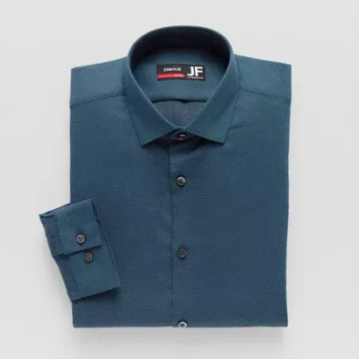 J. Ferrar Ultra Comfort Mens Slim Fit Stretch Fabric Wrinkle Free Long Sleeve Dress Shirt In Blue