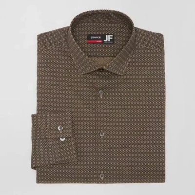 J. Ferrar Ultra Comfort Mens Slim Fit Stretch Fabric Wrinkle Free Long Sleeve Dress Shirt In Brown