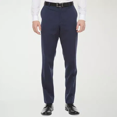 J. Ferrar Ultra Comfort Mens Stretch Fabric Slim Fit Flat Front Suit Pant In Blue