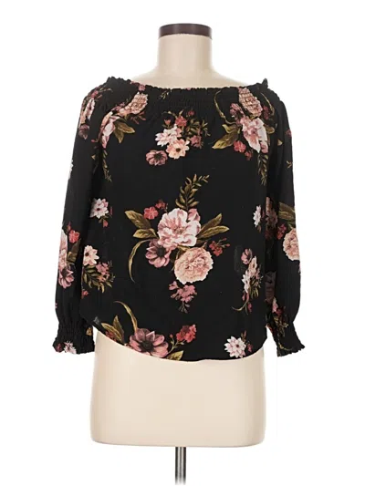 Pre-owned J For Justify 3/4 Sleeve Blouse In Black