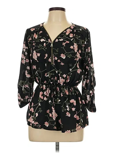 Pre-owned J For Justify 3/4 Sleeve Blouse In Black