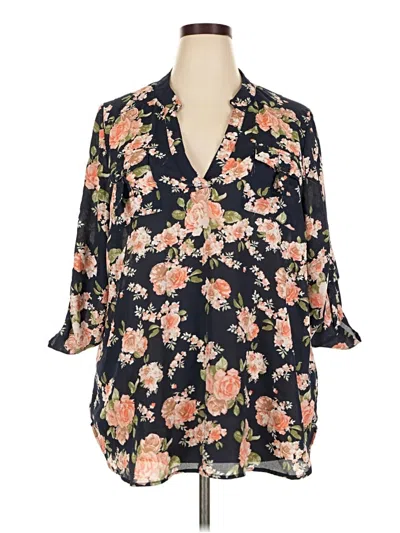 Pre-owned J For Justify 3/4 Sleeve Blouse In Black