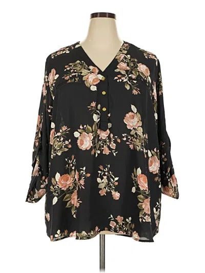 Pre-owned J For Justify 3/4 Sleeve Blouse In Black