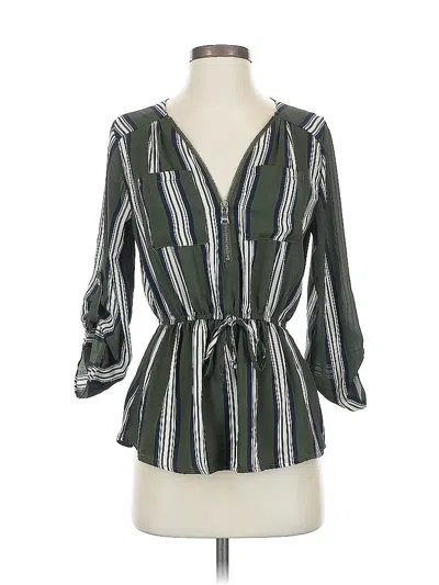 Pre-owned J For Justify 3/4 Sleeve Blouse In Green