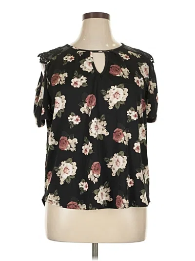 Pre-owned J For Justify Short Sleeve Blouse In Black