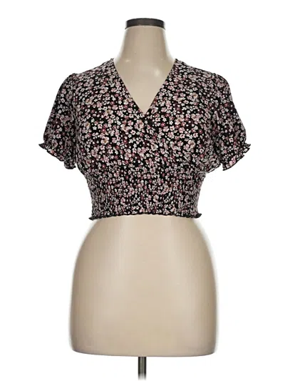 Pre-owned J For Justify Short Sleeve Blouse In Black